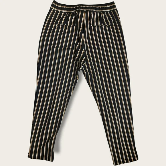 Dynamite, Classic Striped Black White Beige Tie Waist Pant Size Medium - Picture 6 of 7